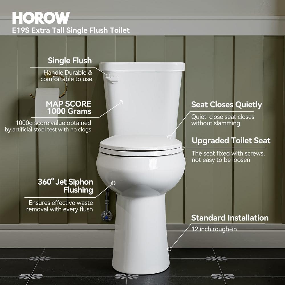 19-Inch White Elongated High Efficiency Two-Piece Toilet