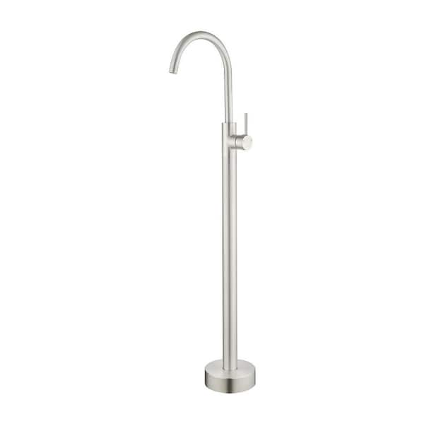 Single Handle Floor Mount Bathtub Faucet Freestanding Tub Filler Standing Shower Faucets in Nickel