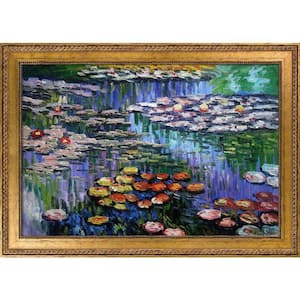 Water Lilies (pink) by Claude Monet Versailles Gold King Framed Oil Painting Art Print 30 in. x 42 in.
