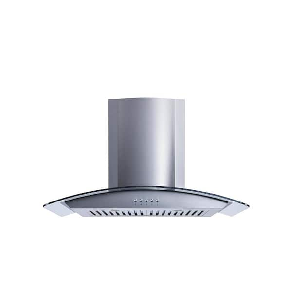 30 in. Convertible Wall Mount Range Hood in Stainless Steel/Glass with  Baffle Filters