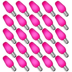 0.5-Watt C7 LED Pink Replacement String Light Bulb Shatterproof Enclosed Fixture Rated UL E12 Base (25-Pack)