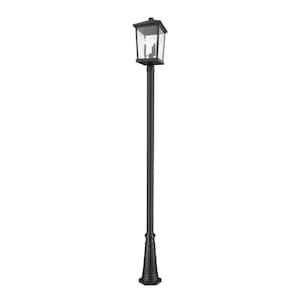 Beacon 105.75 in. 3-Light Black Aluminum Hardwired Outdoor Weather Resistant Post Light Set with No Bulb Included