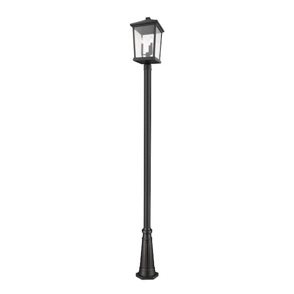 Unbranded Beacon 105.75 in. 3-Light Black Aluminum Hardwired Outdoor Weather Resistant Post Light Set with No Bulb Included