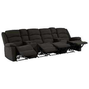 4 seater black leather recliner sofa