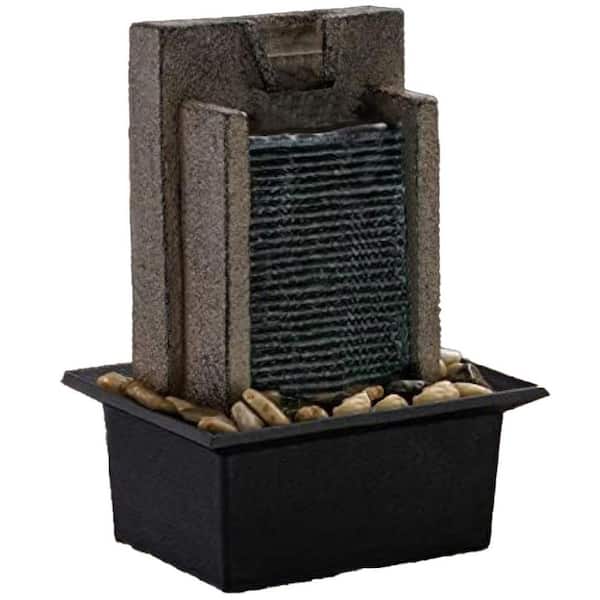 6.3in. Electric Resin Tabletop Fountain with LED Lights and Waterfall Feature