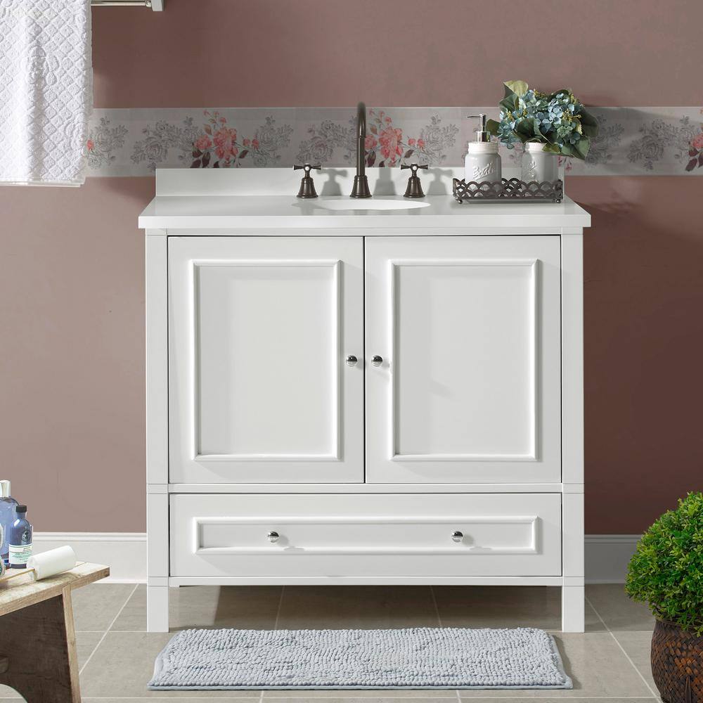 Williamsburg 36" White Pine Vanity Cabinet with Nickel Hardware
