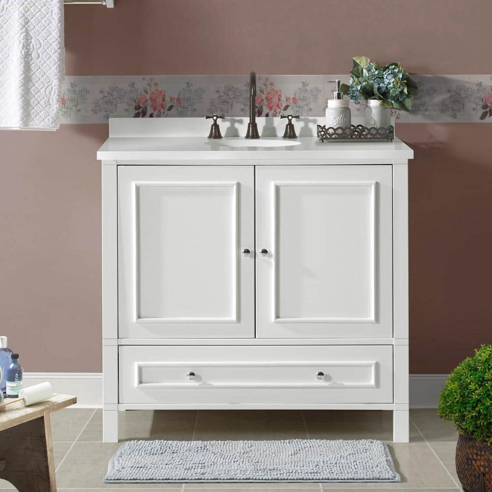 Williamsburg 36" White Pine Vanity Cabinet with Nickel Hardware