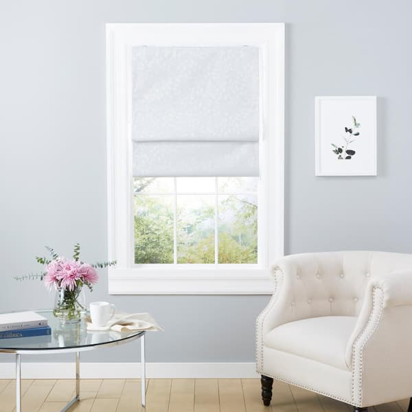 EXCLUSIVE HOME Bolan White Cordless Total Blackout Polyester Roman Shade 27 in. W x 64 in. L