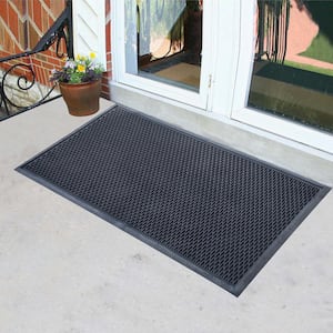 36 in. x 60 in. Slotted Scraper Industrial Anti-Fatigue Home Restaurant Bar Commercial Rubber Floor Mat