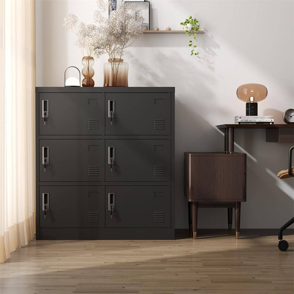Black 39.4 in. H Metal Office Storage Cabinet Steel Employee Storage Locker with 6-Doors price history on PriceWatchPro