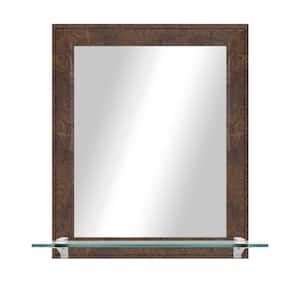 21.5in. W x 25.5in. H Rectangle Framed Dashboard Burl Vertical Mirror with Tempered Glass Shelf and and Chrome Brackets