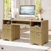 Bestier 60 in. Natural Fluted Executive Desk with 4-Storage Drawers and Keyboard Tray, Computer Desk for Home Office USTHDCZUS-H106115K-LOGBT-M