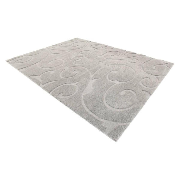 Floral Shag Carved Gray 9' 0 x 12' 0 Area Rug