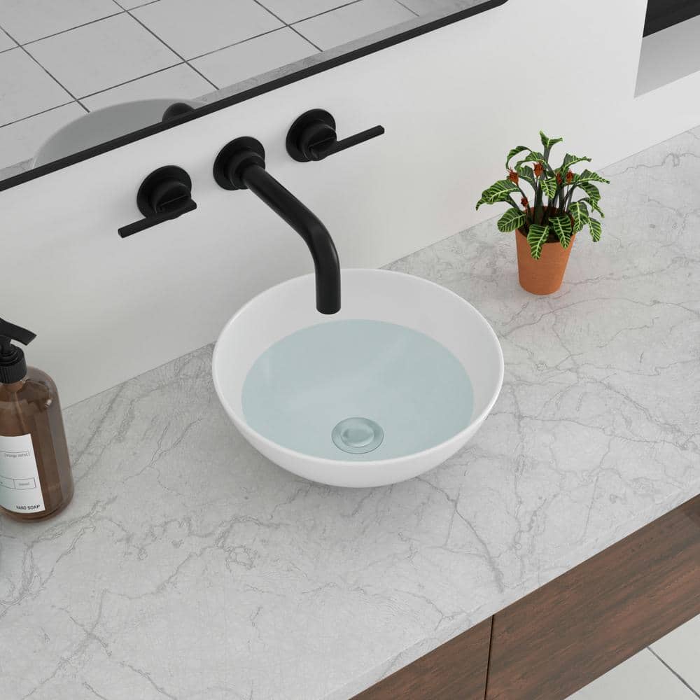 GhomeG LMP180GHG04 13"L White Ceramic Vessel Bathroom Sink Circular Drop-in Vanity Sink