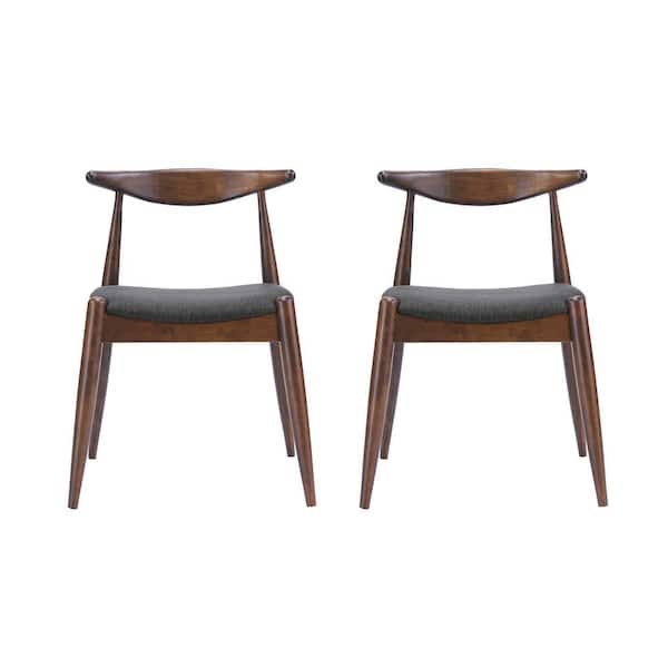 Unbranded Francie Charcoal and Walnut Upholstered Dining Chairs (Set of 2)