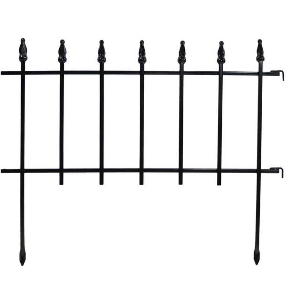 18 in. Metal Outdoor Black Lawn and Garden Roman Style Decorative Border Fence Panel Set - 9 ft. price history on PriceWatchPro