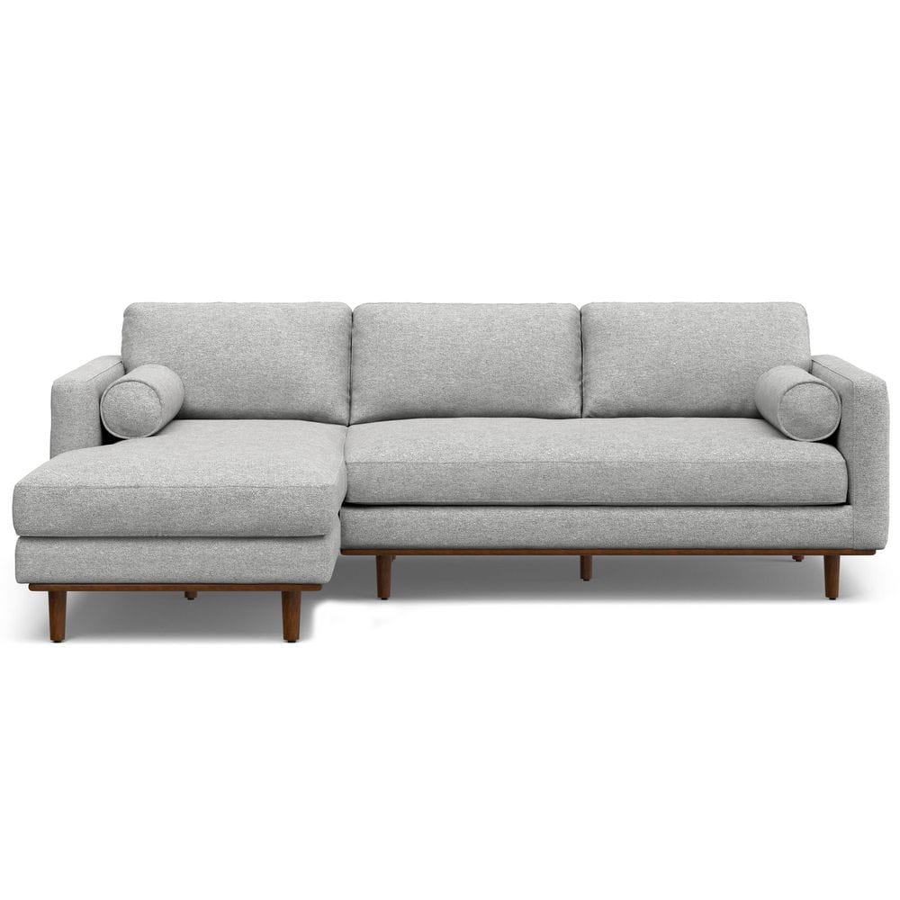 Morrison Mid Century 102 in. Straight Arm Performance Fabric Rectangle Left Sectional Sofa in Mist Grey
