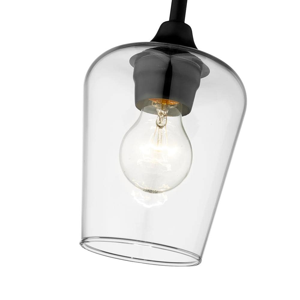 Elegant Mid Century Modern Mini-Pendant in Matte Black with Glass Shade