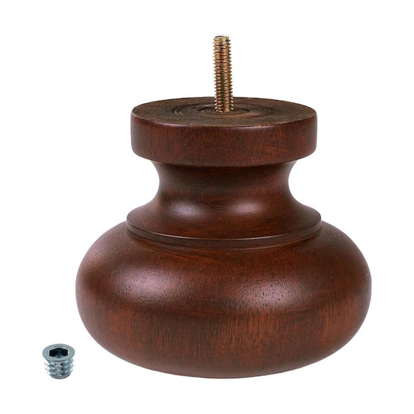 American Pro Decor 4 in. x 4-7/8 in. Stained Cherry Solid Hardwood Round Bun Foot