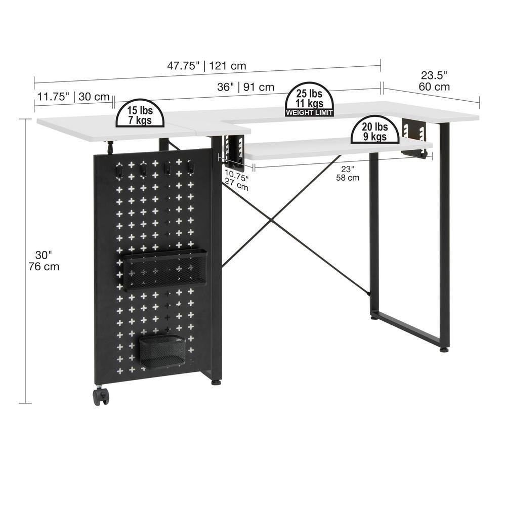 Graphite Black Pivot Sewing Table with Swingout Storage Panel