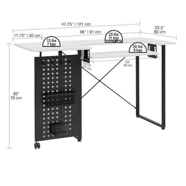 Sew Ready Dart Sewing Table MDF with Adjustable Dropdown Platform and  Folding Side Shelf in Graphite / Ashwood 13406 - The Home Depot