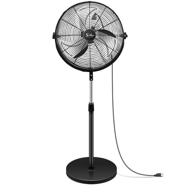 18 in. 3-Speed High Velocity Heavy Duty Metal Adjustable-Height Pedestal Standing Fan Floor Fan in Black