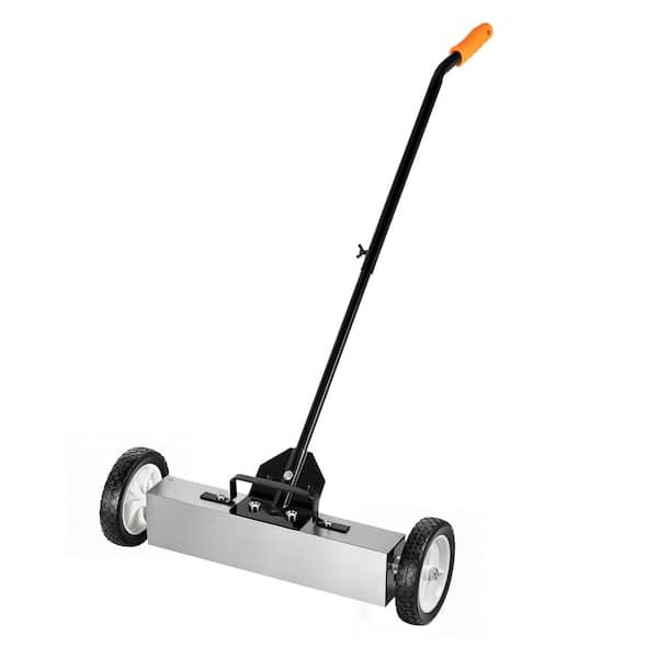 24 in. Heavy Duty Rolling Magnetic Manual Floor Sweeper with Quick Release, 35 lbs. Capacity for Nails Screws Collection