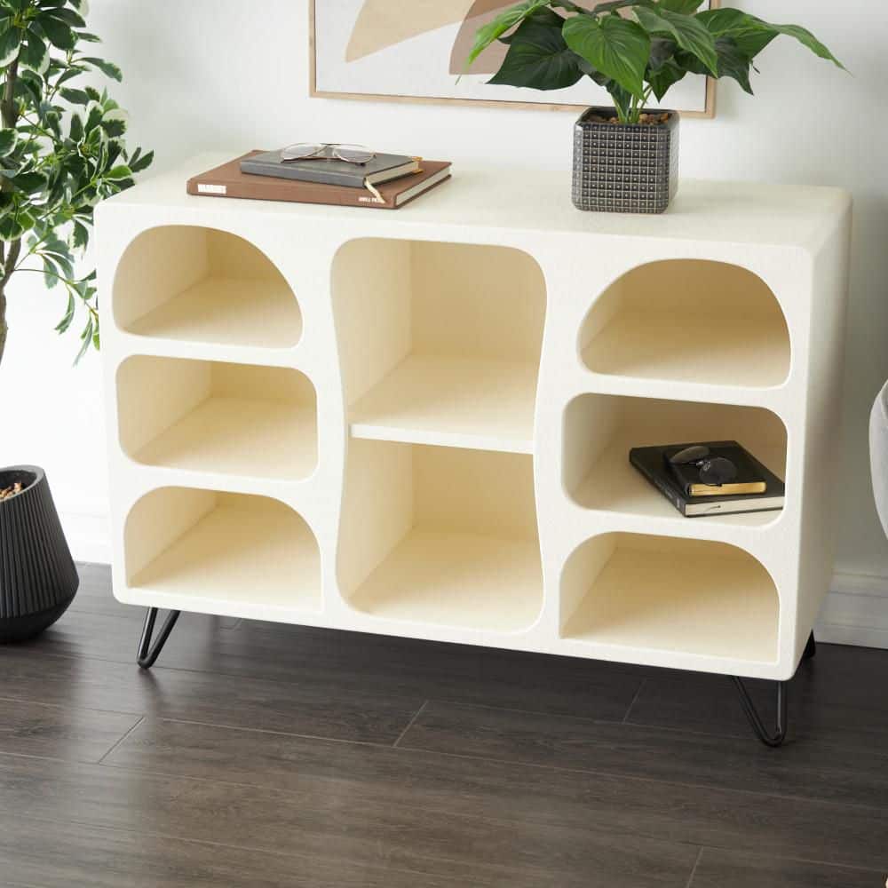 Cream Wood 40 in. Buffet Sideboard with Black Metal Support price history on PriceWatchPro
