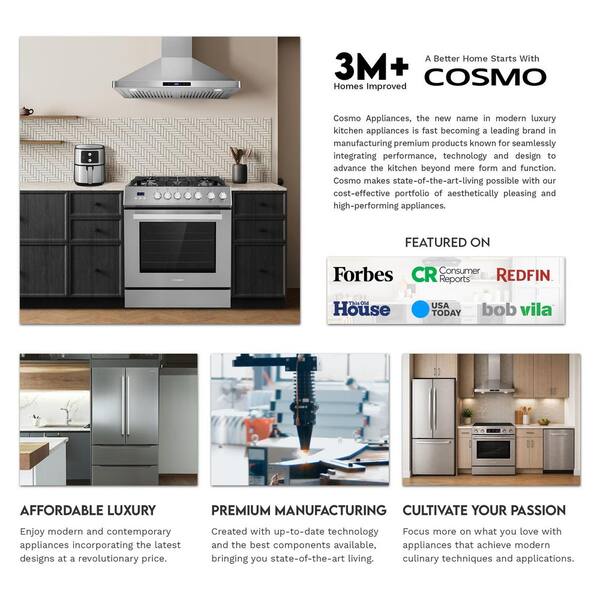 Cosmo 36 in. Lumin Collection 380 CFM Ductless Island Range Hood