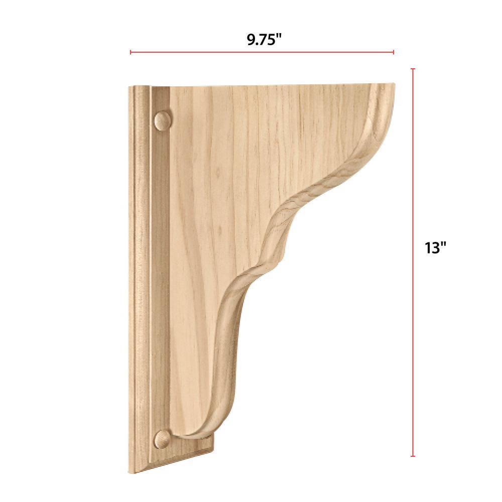 Satin Finish Pine Wood Bracket Shelf 9.75" Wall Mount
