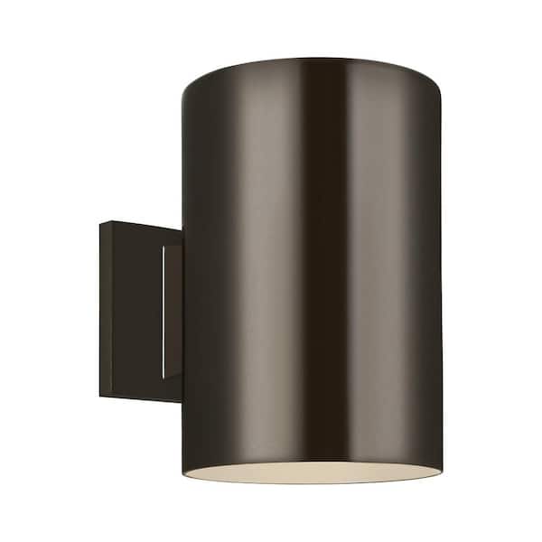 Generation Lighting - Outdoor Cylinders 1-Light Bronze Outdoor Wall Lantern Sconce with LED Bulb