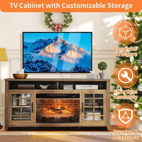 ToolCat 55 in. Freestanding Electric Electric Fireplace TV Stand