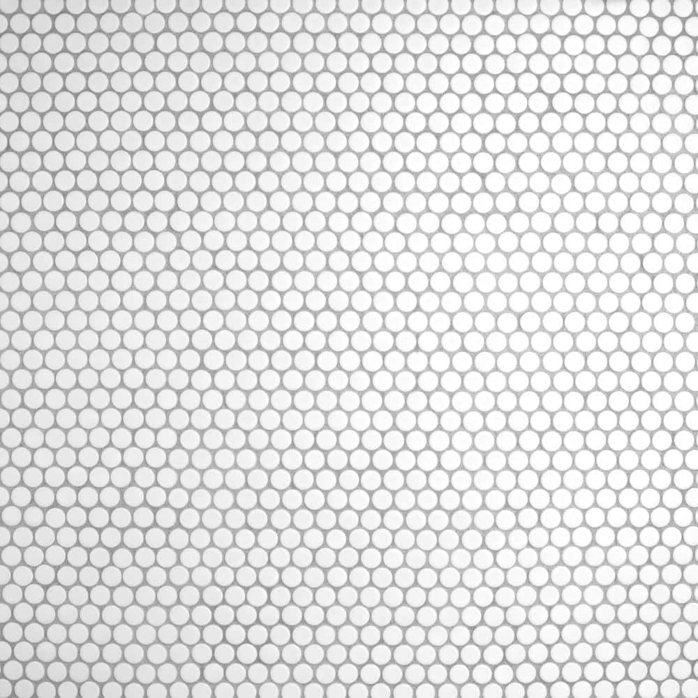 Hudson Penny Round Matte White Porcelain Mosaic Tile 12x12