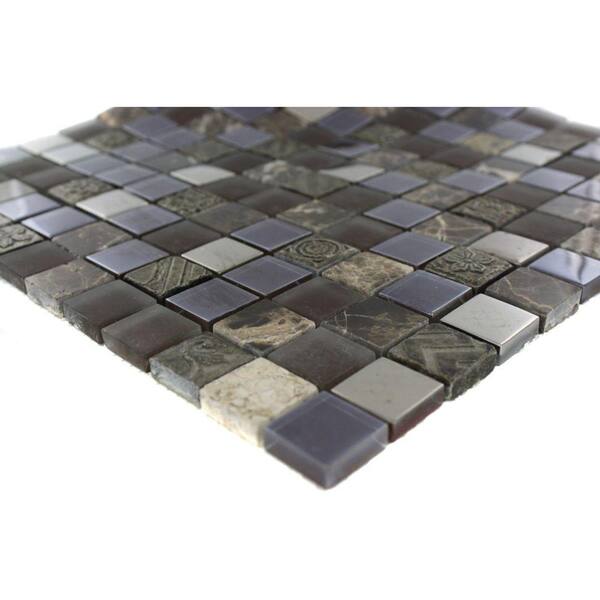 Splashback Tile Tapestry Pantheon Marble and Glass Mosaic Floor and Wall Tile - 3 in. x 6 in. x 8 mm Tile Sample
