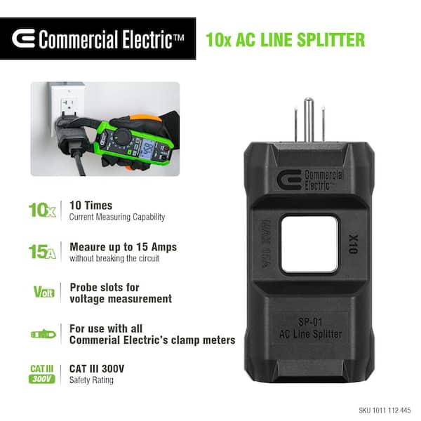 AC Line Splitter For Clamp Meter UNI-T AC Line Splitter 3 Pin 15A US ...