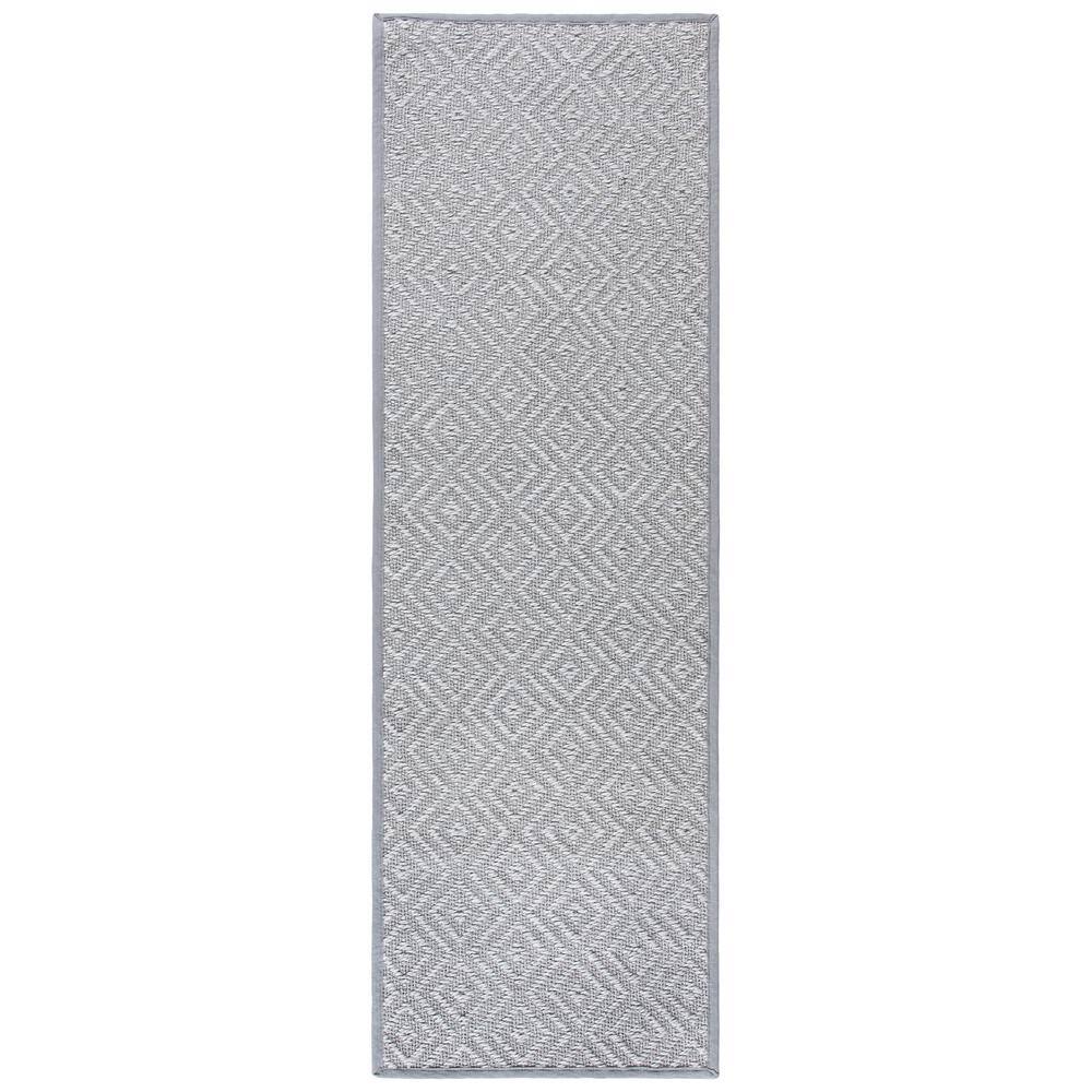 SAFAVIEH Natural Fiber Light Gray/Gray 3 ft. x 8 ft. Border Runner Rug ...