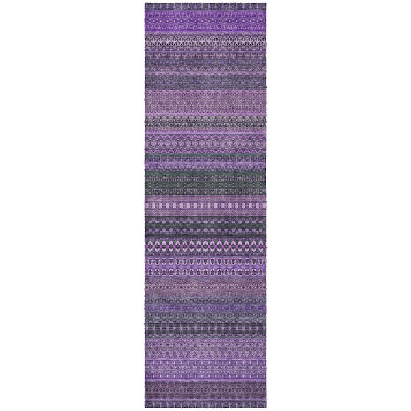 Dream Shag Premium Machine Washable Abstract ADS527 Purple 2 ft. x 7 ft. Runner Rug