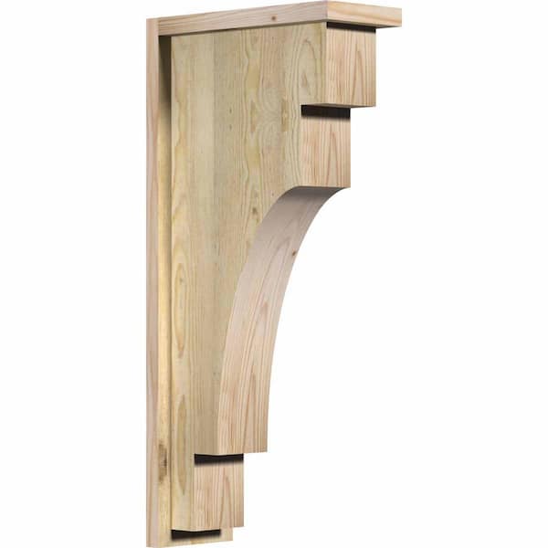 Ekena Millwork 6 in. x 14 in. x 30 in. Douglas Fir Mediterranean Rough Sawn Corbel with Backplate