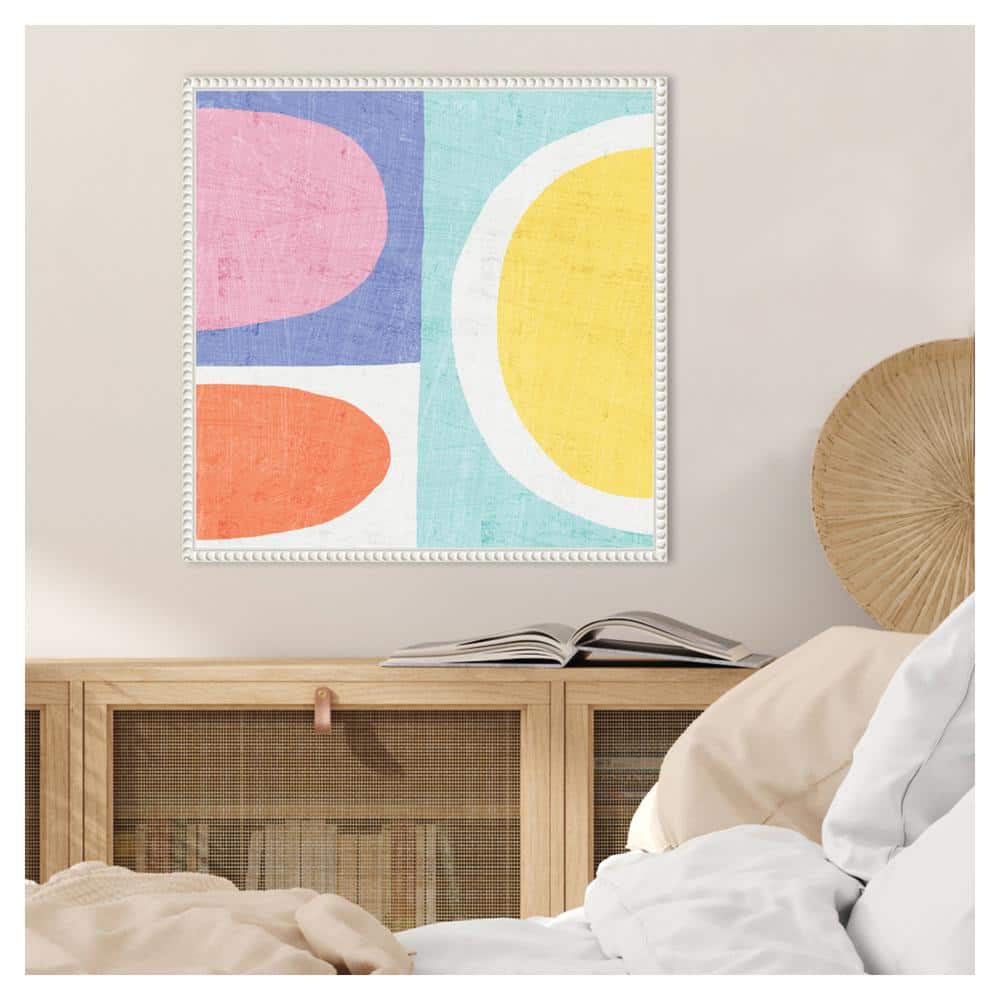 Pastel II Abstract Canvas Art with White Floater Frame