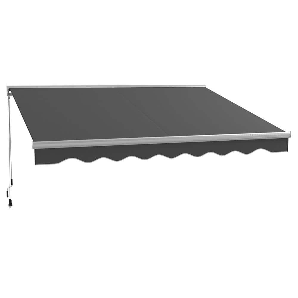 10 ft. x 12 ft. Dark Gray Retractable Awning with LED Lights, Remote Contro
