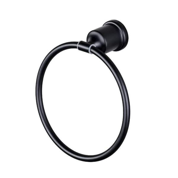 Wall Mounted Stainless Steel Round Towel Ring Hand Towel Holder in Matte Black