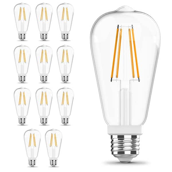 Feit Electric 60-Watt Equivalent ST19 Edison Vintage Filament Clear Motion Activated E26 LED Light Bulb Soft White 2700K (12-Pack)