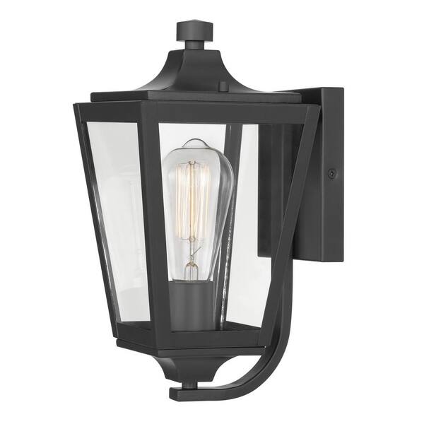 Worldwide Lighting Drayton 1-Light Matte Black Painted Outdoor Wall Lantern Sconce