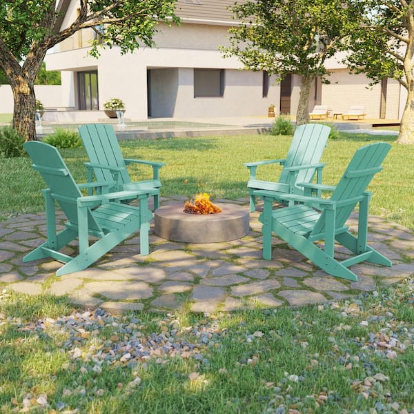 Sonkuki Green Recyled Plastic Weather-Resistant Outdoor Patio Adirondack Chair (Set of 4)
