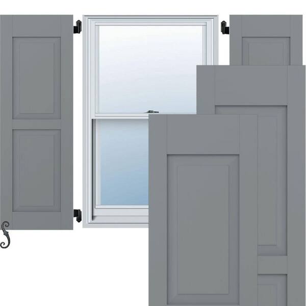 Ekena Millwork 18-in W x 51-in H Americraft Two Equal Raised Panel Exterior Real Wood Shutters (Per Pair), Ocean Swell