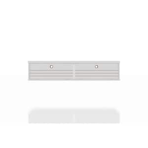 Liberty 43 in. Rectangular White Floating Desk with Built-In Storage