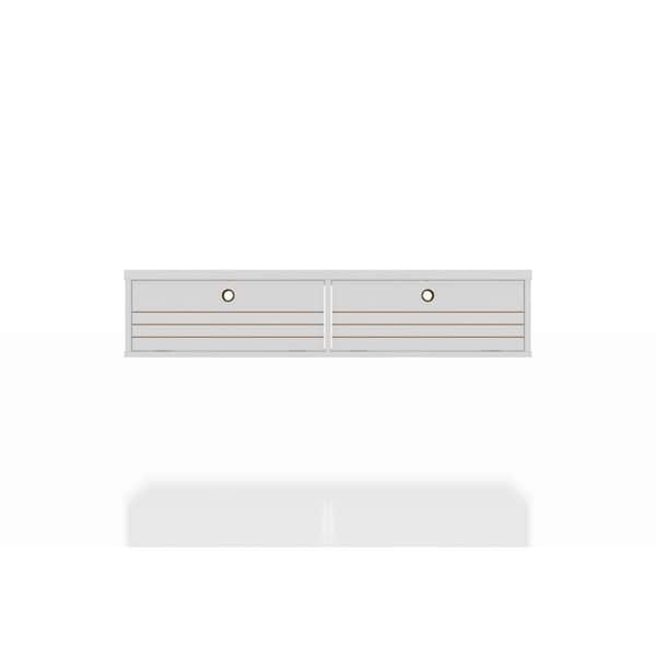 Luxor Liberty 43 in. Rectangular White Floating Desk with Built-In Storage