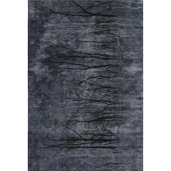 Mayfield Premium Machine Washable Abstract AMF2083 Charcoal 9 ft. x 12 ft. Area Rug