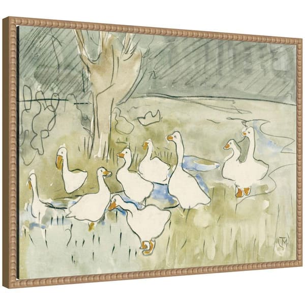 Sylvie "Ducks 1917 Theo van Hoytema" by Nostalgia Prints Birds Framed Glass Art Print 18 in. x 24 in.
