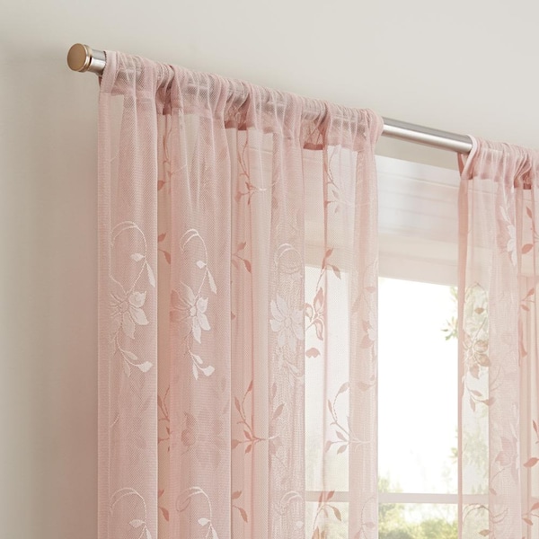 Floral And Lace Rod Pocket Tailored Valance